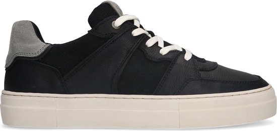 Sacha - Heren - Zwarte leren sneakers met suède details - Maat 44