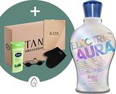 Devoted Creations ® Electric Aura - Zonnebankcreme - Zonnebankcremes - Zonnebank creme - Met Bronzer - Incl. Exclusieve Tan Obsession Giftbox - 360 ML