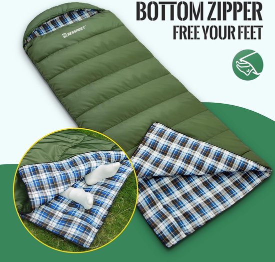 Slaapzak, lichte dekenslaapzak voor 1-2 personen, waterdicht, warm voor volwassenen, buiten en binnen te gebruiken — afbeelding 4