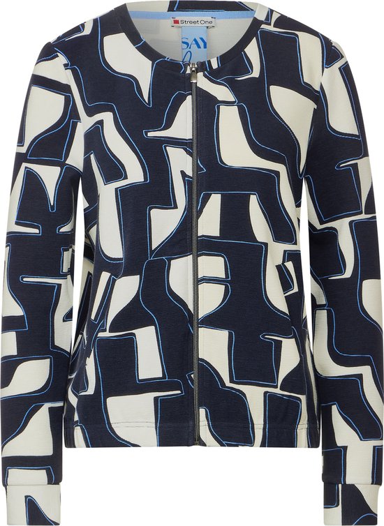 Street One printed structure jacket with zip - Dames Vest - deep blue - Maat 44