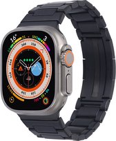 Stalen bandje - RVS - geschikt voor Apple Watch Series 1/2/3/4/5/6/7/8/9/SE met case size 38 mm / 40 mm / 41 mm - zwart