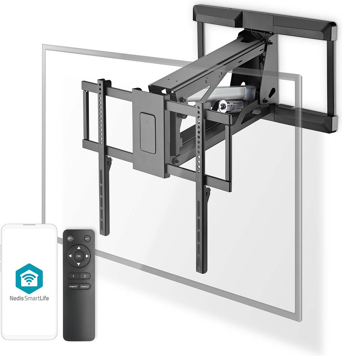 Gemotoriseerde TV-Muurbeugel | 37 - 75 " | Maximaal schermgewicht: 35 kg | Draaibaar | Minimale muurafstand: 153 mm | Maximale muurafstand: 485 mm | Afstandbestuurbaar | ABS / Staal | Zwart
