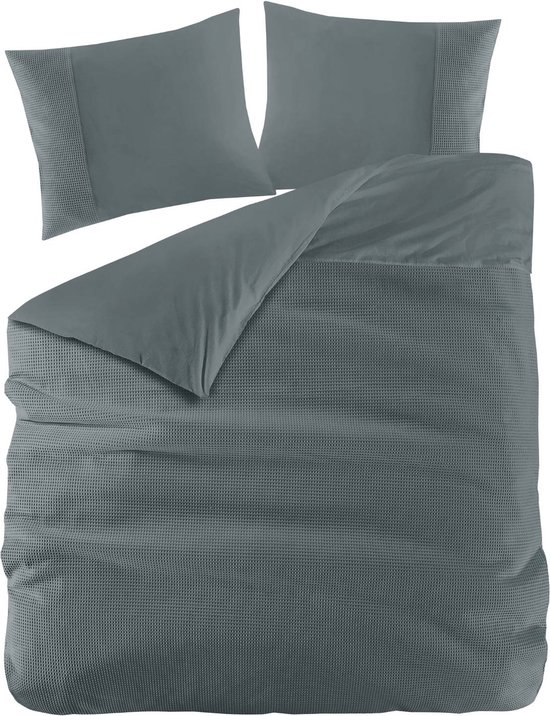 Papillon Deluxe + - Vert Mendoza - Housse de couette - Lits jumeaux - 240x220 / 260 cm + 2 Taies d'oreiller 60 x 70 cm - Katoen percale égyptien