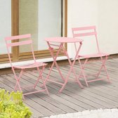 Garden ingesteld voor 2 personen Garnitur Balkon Furniture Set Bistrotisch met 2 stoelen voor binnentuin Garden Foldable Pink
