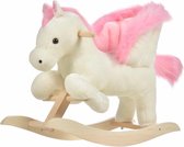 Zaza Home Hobbelpaard Voor Kinderen Baby Schommeldier Paard Met Dierengeluiden Speelgoed Handgrepen Voor 18-36 Maanden Pluche Wit + Roze 70 X 28 X 57 Cm