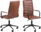 Chaise de bureau Retro en cuir PU marron avec pieds en métal noir
