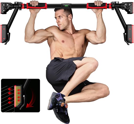 Schildkröt® Pull Up Bar Optrekstang Voor Het Deurkozijn  Tot 120 Kg Installatie Zonder Schroeven In Lengte Verstelbaar Deurrek Fitness Optrek En Krachttraining Thuis 751851493