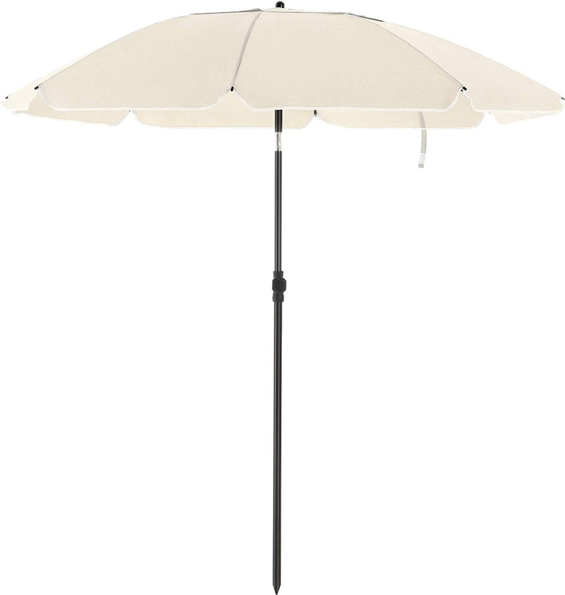 Beige achthoekige parasol met kantelmechanisme en draagtas - 1,6 meter - polyester.