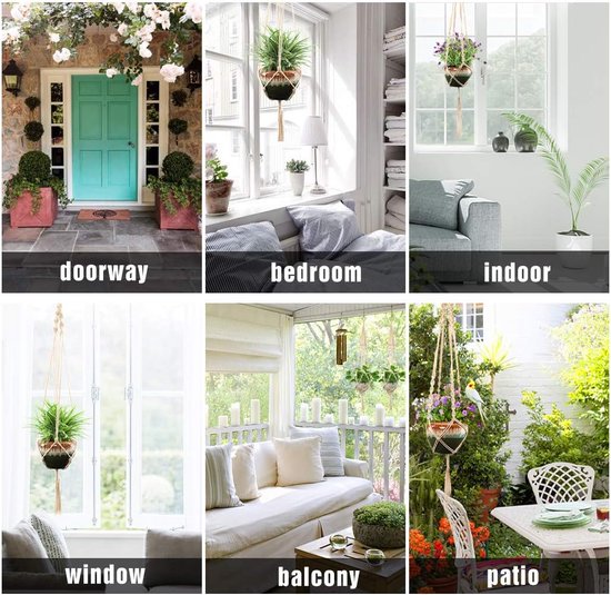 Plantenhanger Set Van 2 Macramé Plantenhangers - Bloemenhanger Voor Aan De Wand Katoenen Plantenhouder Met Ophangtouw