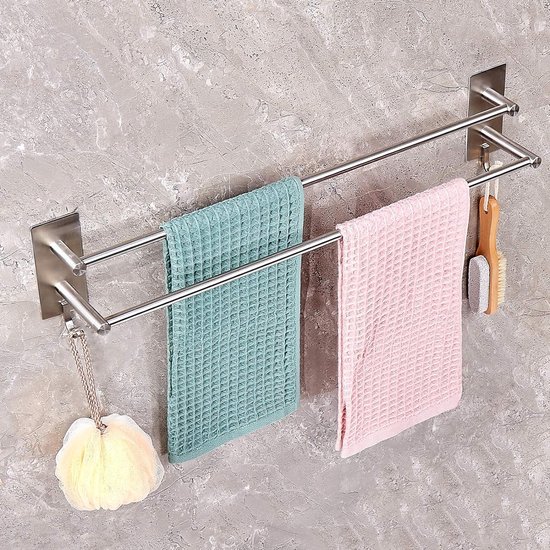 Celbon 40cm Zelfklevende Badkamer Handdoek Bar SUS 304 RVS Handdoek Bar Rail voor Badkamer en Keuken Zonder Boren (Borstel