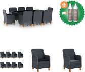 vidaXL Eethoek Rond PE-rattan - 200x100x74 cm - Donkergrijs - 8 stoelen - Montage vereist - Tuinset - Inclusief Onderhoudsset