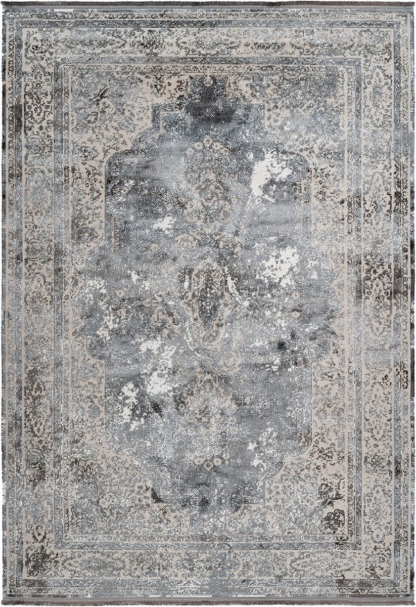 Vintage Vloerkleed | Tapijt | Elysee | Medaillon | Zilver | 240x330 cm