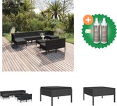 vidaXL 10 delige Loungeset met kussens poly rattan zwart Tuinset Inclusief Onderhoudsset