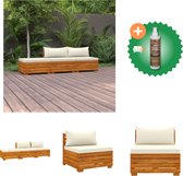 vidaXL Ensemble de salon 3 pièces avec coussins Ensemble de jardin en bois d'acacia massif comprenant un nettoyant et un assainisseur pour bois