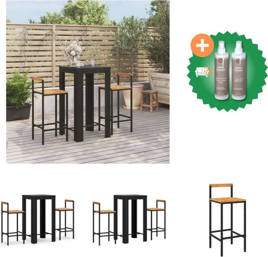VidaXL 12-delige Loungeset met kussens poly rattan zwart - ✓ Kantoormeubelen Plus