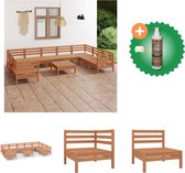 vidaXL 10 delige Loungeset massief grenenhout honingbruin Tuinset Inclusief Houtreiniger en verfrisser