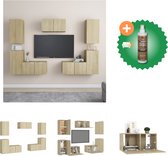 vidaXL 7-delige Tv-meubelset spaanplaat sonoma eikenkleurig - Kast - Inclusief Houtreiniger en verfrisser