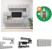 vidaXL 10-delige Tv-meubelset spaanplaat betongrijs - Kast - Inclusief Houtreiniger en verfrisser