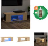 vidaXL Tv-meubel met LED-verlichting 90x39x30 cm sonoma eikenkleurig - Kast - Inclusief Houtreiniger en verfrisser