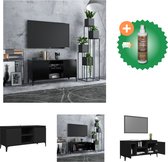 vidaXL Tv-meubel met metalen poten 103-5x35x50 cm zwart - Kast - Inclusief Houtreiniger en verfrisser