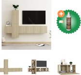 vidaXL 5-delige Tv-meubelset spaanplaat sonoma eikenkleurig - Kast - Inclusief Houtreiniger en verfrisser