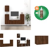 vidaXL 5-delige Tv-meubelset bewerkt hout bruineikenkleurig - Kast - Inclusief Houtreiniger en verfrisser