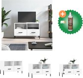vidaXL Tv-meubel 80x36x50 cm bewerkt hout wit - Kast - Inclusief Houtreiniger en verfrisser