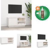 vidaXL Tv-meubel 80x35x40-5 cm massief grenenhout wit - Kast - Inclusief Houtreiniger en verfrisser