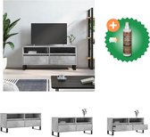 vidaXL Tv-meubel 100x34-5x44-5 cm bewerkt hout betongrijs - Kast - Inclusief Houtreiniger en verfrisser