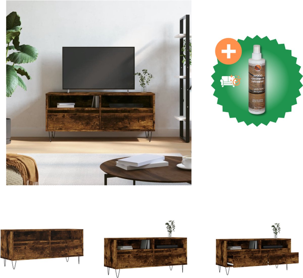 VidaXL TV-kast met lade Artisan Eiken 100 x 34,5 x 44,5 cm