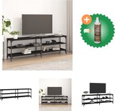 vidaXL Tv-meubel 160x30x50 cm bewerkt hout zwart - Kast - Inclusief Houtreiniger en verfrisser
