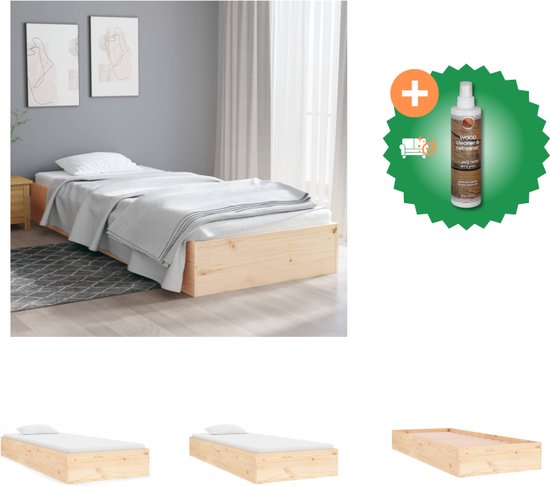 vidaXL Bedframe massief hout 75x190 cm 2FT6 Small Single - Bed - Inclusief Houtreiniger en verfrisser