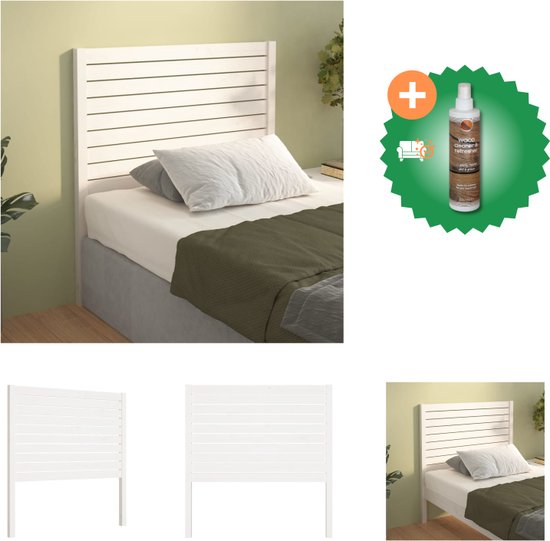 vidaXL Hoofdbord 96x4x100 cm massief grenenhout wit - Bedonderdeel - Inclusief Houtreiniger en verfrisser