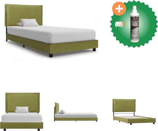 vidaXL Bedframe stof groen 90x200 cm - Bed - Inclusief Reiniger
