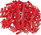 Mini pinces à linge Relaxdays - lot de 400 - pinces en bois - photos suspendues - bricolage - rouge