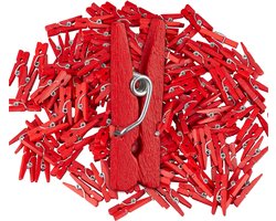 mini houten wasknijpers - set van 400 - rood
