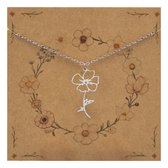 Bixorp Geboortebloem Ketting Augustus / Klaproos - Zilverkleurig Roestvrij Staal - Bloem Cadeau voor Dames & Meisjes