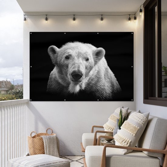 Décoration murale Ours polaire - Animal - Zwart - Wit - 180x120 cm - Poster jardin - Toile jardin
