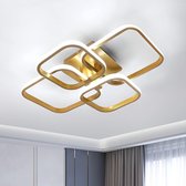 Goeco Plafondlamp - 58cm - Groot - LED - 60W - Koel Wit Licht - 6500K - 4 Vierkanten - Goud