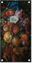 Tuinposter Festoen van vruchten en bloemen - Schilderij van Jan Davidsz. de Heem - 30x60 cm - Tuindoek - Buitenposter