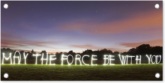 Affiche jardin Citations - Star Wars - Que la force soit avec toi - Proverbes - Lettres lumineuses - 60x30 cm - Toile jardin