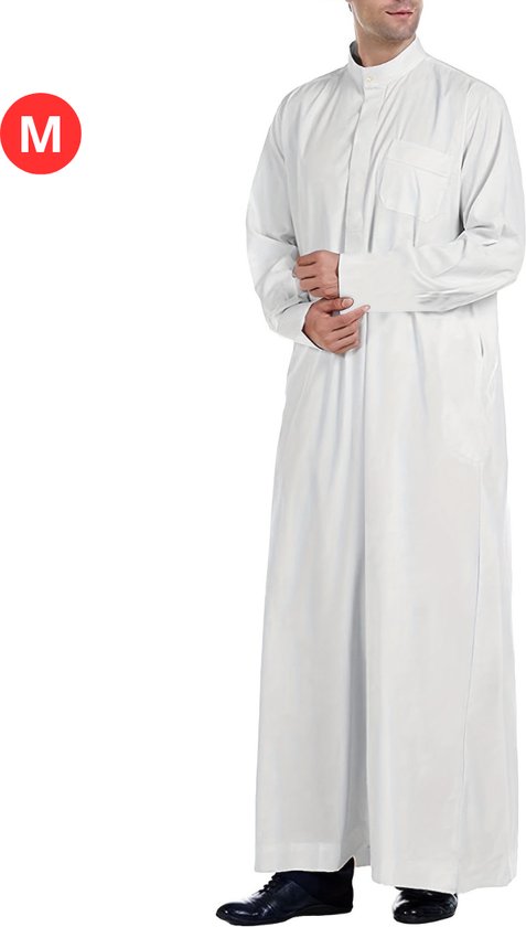 Foto: Nivard djellaba heren arabisch mannen kaftan islamitische kleding moslim kleding alhamdulillah wit m