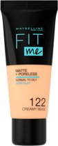 Maybelline New York - Fit Me Matte + Poreless Foundation - 122 Creamy Beige - Medium Dekkende Foundation met Matte Finish voor de Normale tot Vette Huid - 30 ml