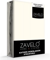 Zavelo Hoeslaken Katoen Strijkvrij Ivoor - Lits-jumeaux (160x210 cm) - Hoogwaardige Kwaliteit - Rondom Elastisch - Perfecte Pasvorm