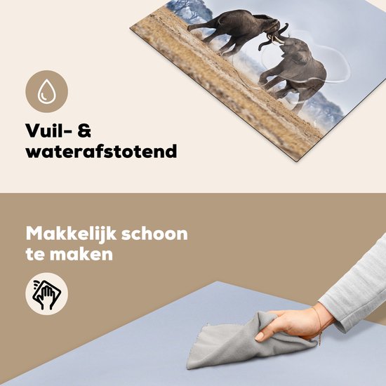 KitchenYeah® Inductie beschermer 65x52 cm - Olifant - Dieren - Vlakte - Natuur - Kookplaataccessoires - Afdekplaat voor kookplaat - Inductiebeschermer - Inductiemat - Inductieplaat mat