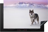 KitchenYeah® Inductie beschermer 80.2x52.2 cm - Wolf - Sneeuw - Bergen - Kookplaataccessoires - Afdekplaat voor kookplaat - Inductiebeschermer - Inductiemat - Inductieplaat mat