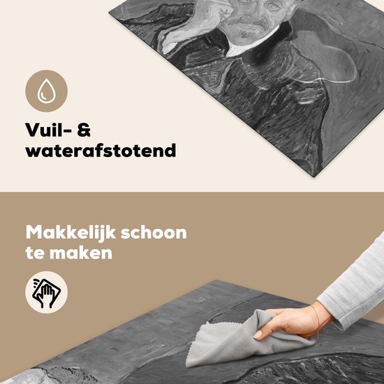 KitchenYeah® Inductie beschermer 80.2x52.2 cm - Portret van Dr. Gachet - Vincent van Gogh - Zwart - Wit - Kookplaataccessoires - Afdekplaat voor kookplaat - Inductiebeschermer - Inductiemat - Inductieplaat mat
