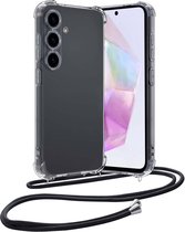 Coque adaptée pour Samsung A35, résistante aux chocs, transparente avec chaîne de téléphone, cordon de serrage – Coque adaptée pour Samsung Galaxy A35 5G, coque résistante aux chocs avec cordon – Transparent