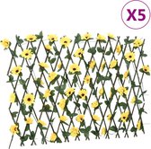 vidaXL - Kunstplant - klimop - op - latwerk - 5 - st - uittrekbaar - 180x60 - cm - geel
