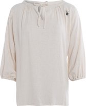 Knit Factory Fern Top - Chemise pour le printemps et l'été - Haut d'été - Chemise d'été - Haut pour femme - Coupe ample - Aéré et doux - Durable et respectueux de l'environnement - Manches roulées - Beige - 36/38 - 78% viscose et 22% lin